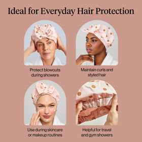 Kitsch Luxury Shower Cap Blush Dot close-up of material
