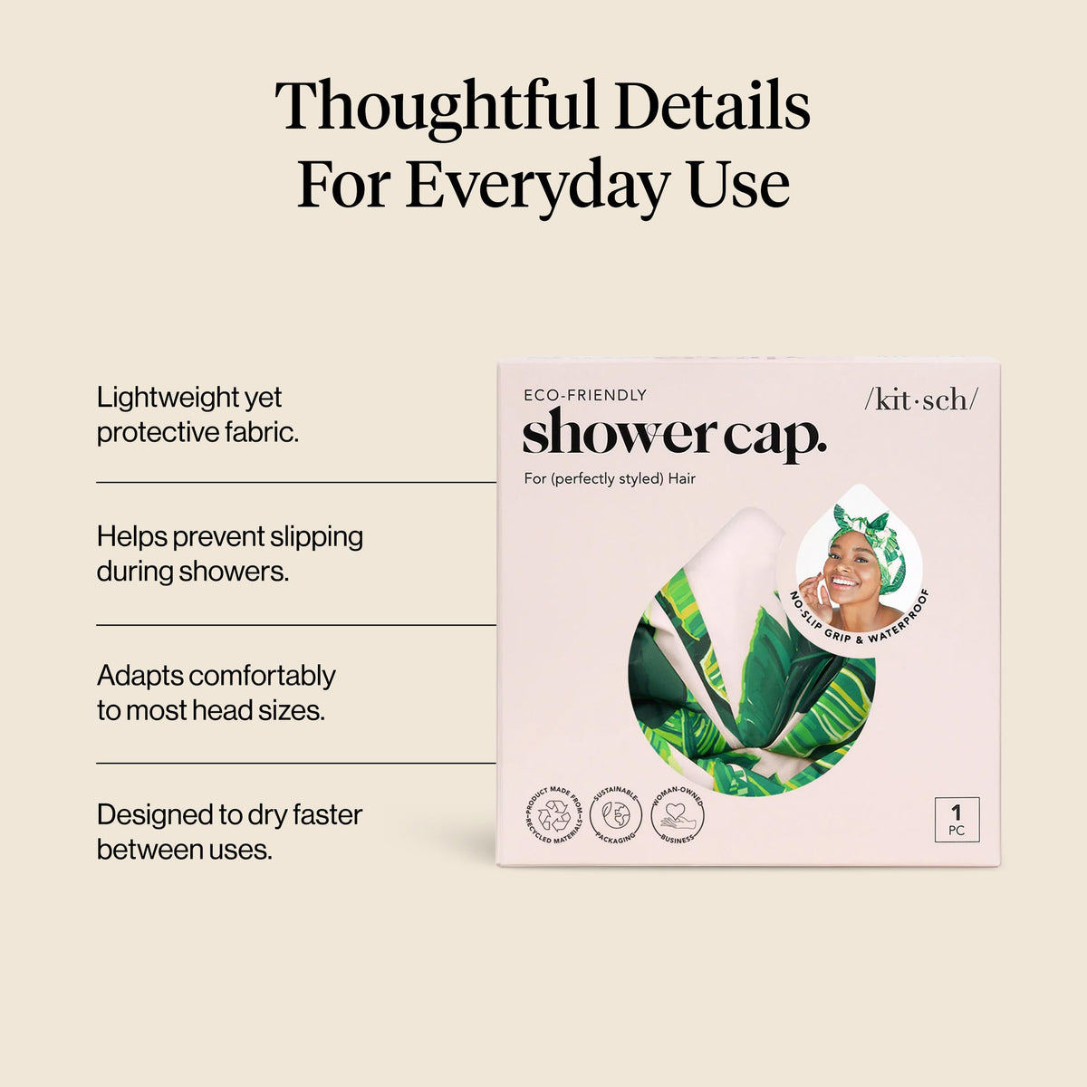Kitsch Luxury Shower Cap in use during a shower