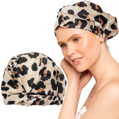 Kitsch Luxury Shower Cap Leopard design front view