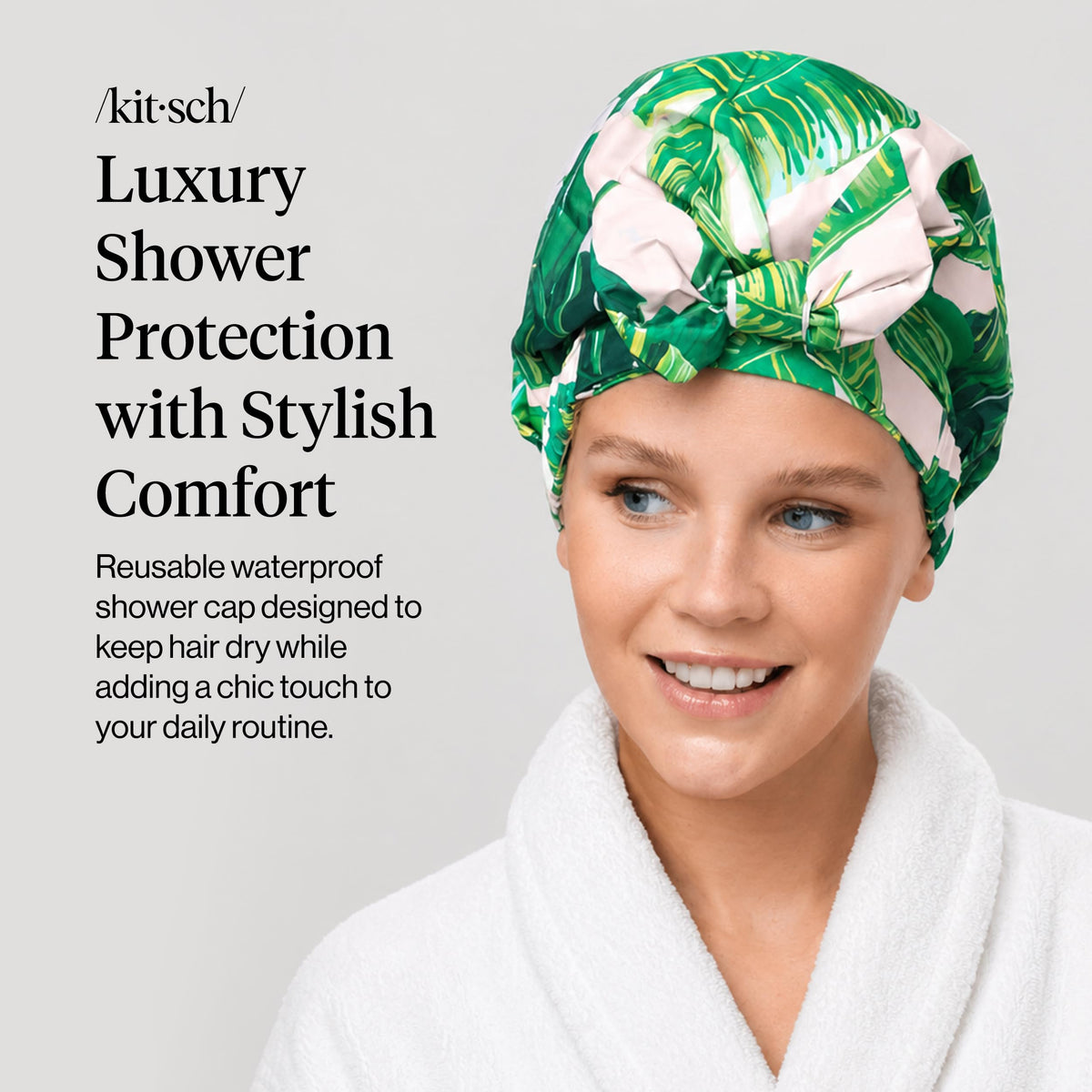Kitsch Luxury Shower Cap showing non-slip silicone grip