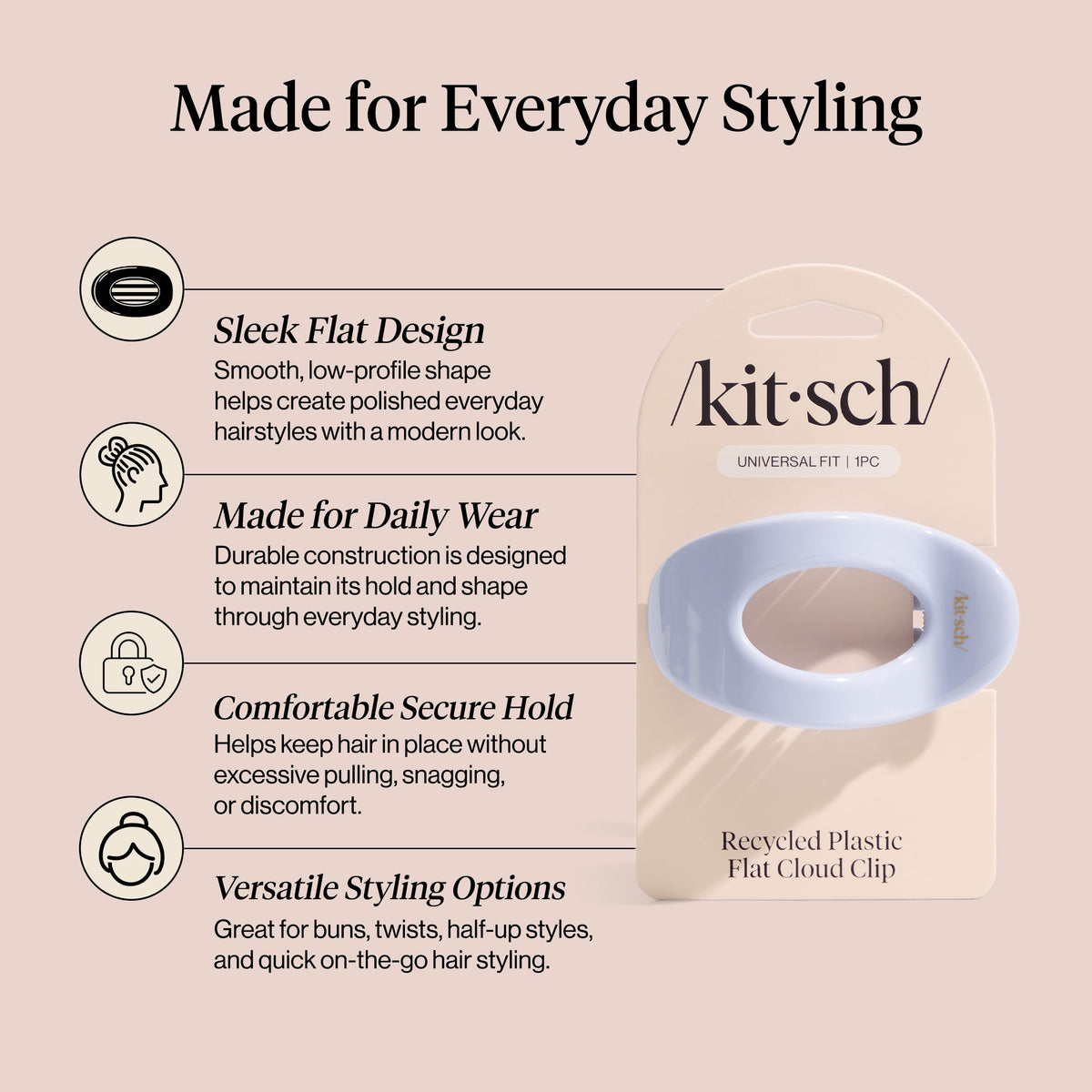 Kitsch Medium Flat Claw Clip Hydrangea Breeze packaging