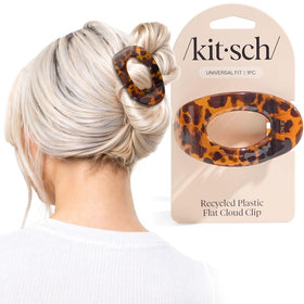 Kitsch Medium Flat Claw Clip in Tortoise design front view
