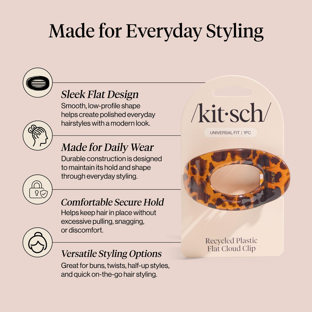 Kitsch Medium Flat Claw Clip in use securing hair in an updo