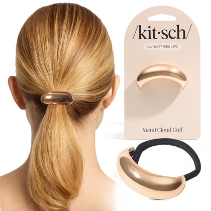Kitsch Medium Gold Hair Cuff front view with elegant design