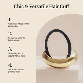 Kitsch Medium Gold Hair Cuff on a model's ponytail