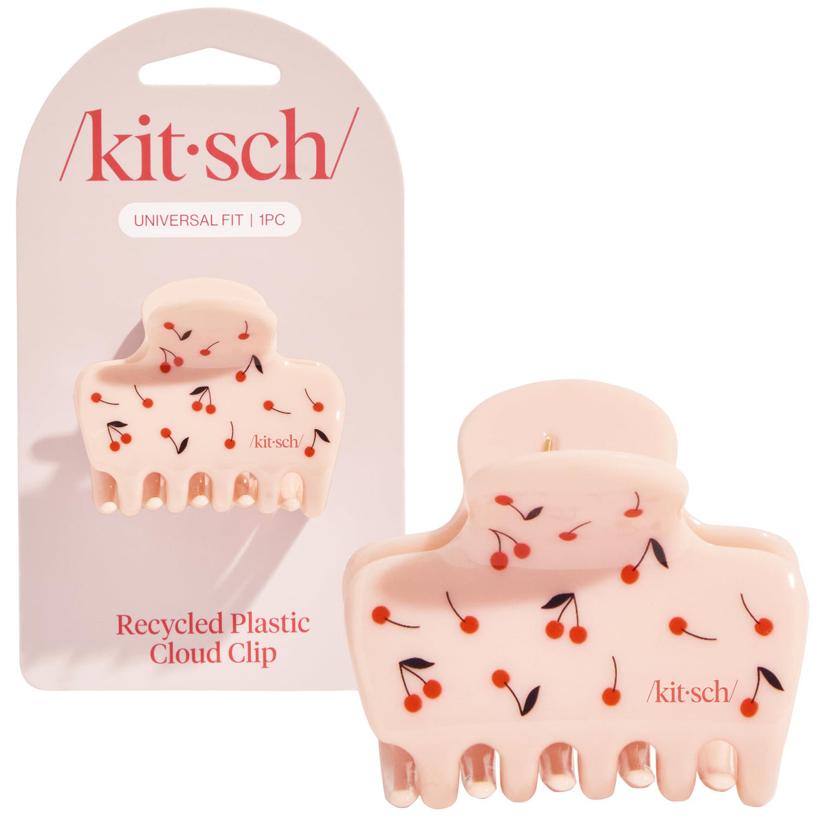 Kitsch Medium Hair Clip Cherry Print front view