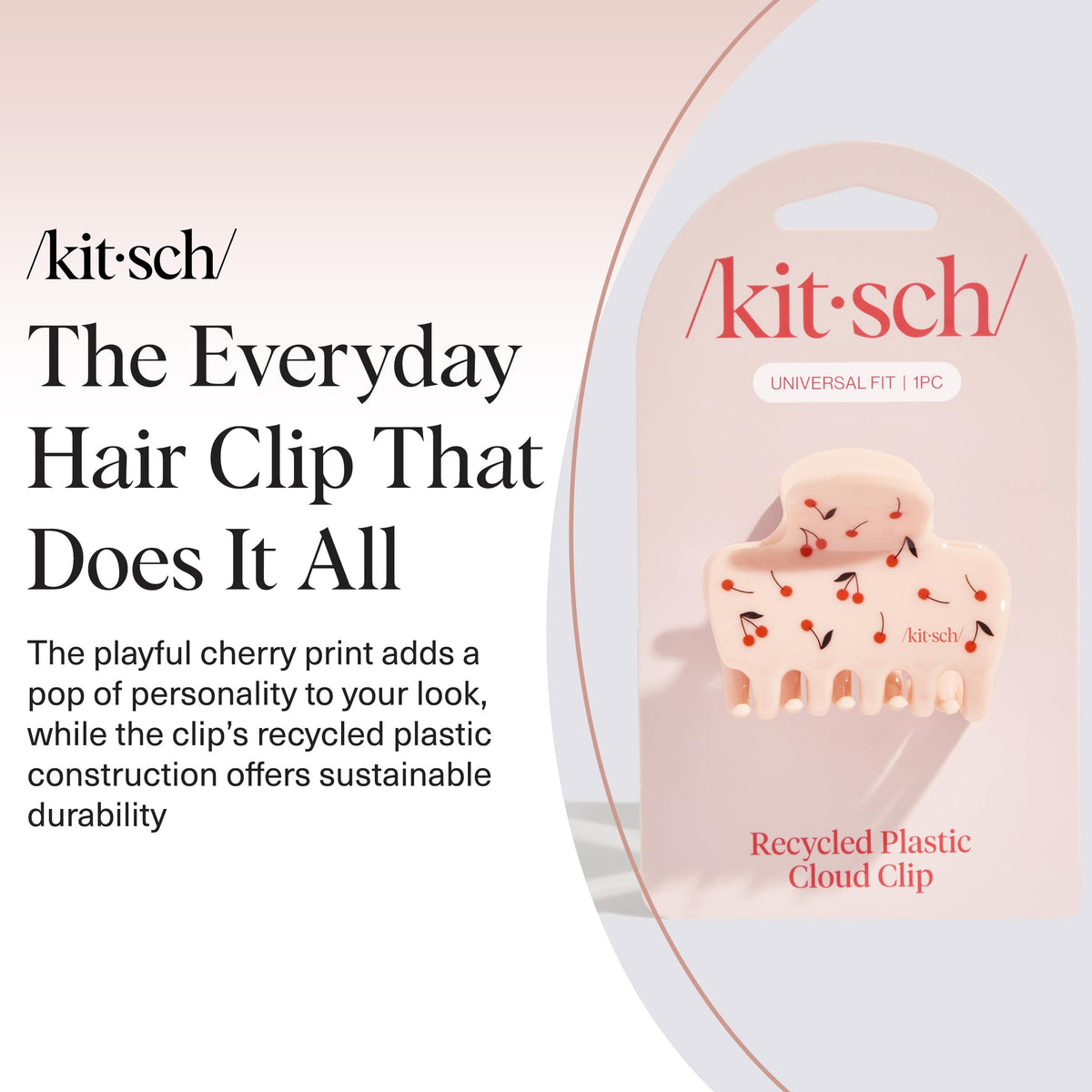 Kitsch Medium Hair Clip Cherry Print side view