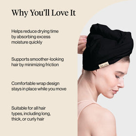 Kitsch Microfiber Hair Towel Wrap black, close-up of fabric