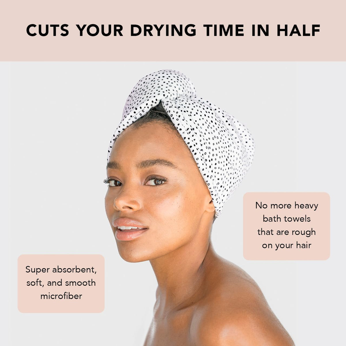 Kitsch Microfiber Hair Towel Wrap demonstrating moisture absorption