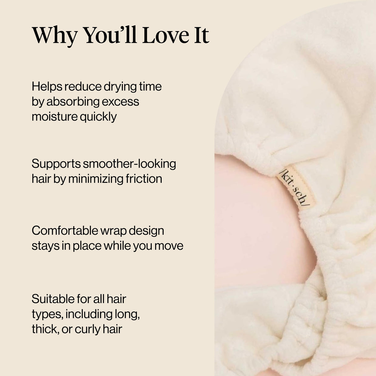 Kitsch Microfiber Hair Towel Wrap folded neatly