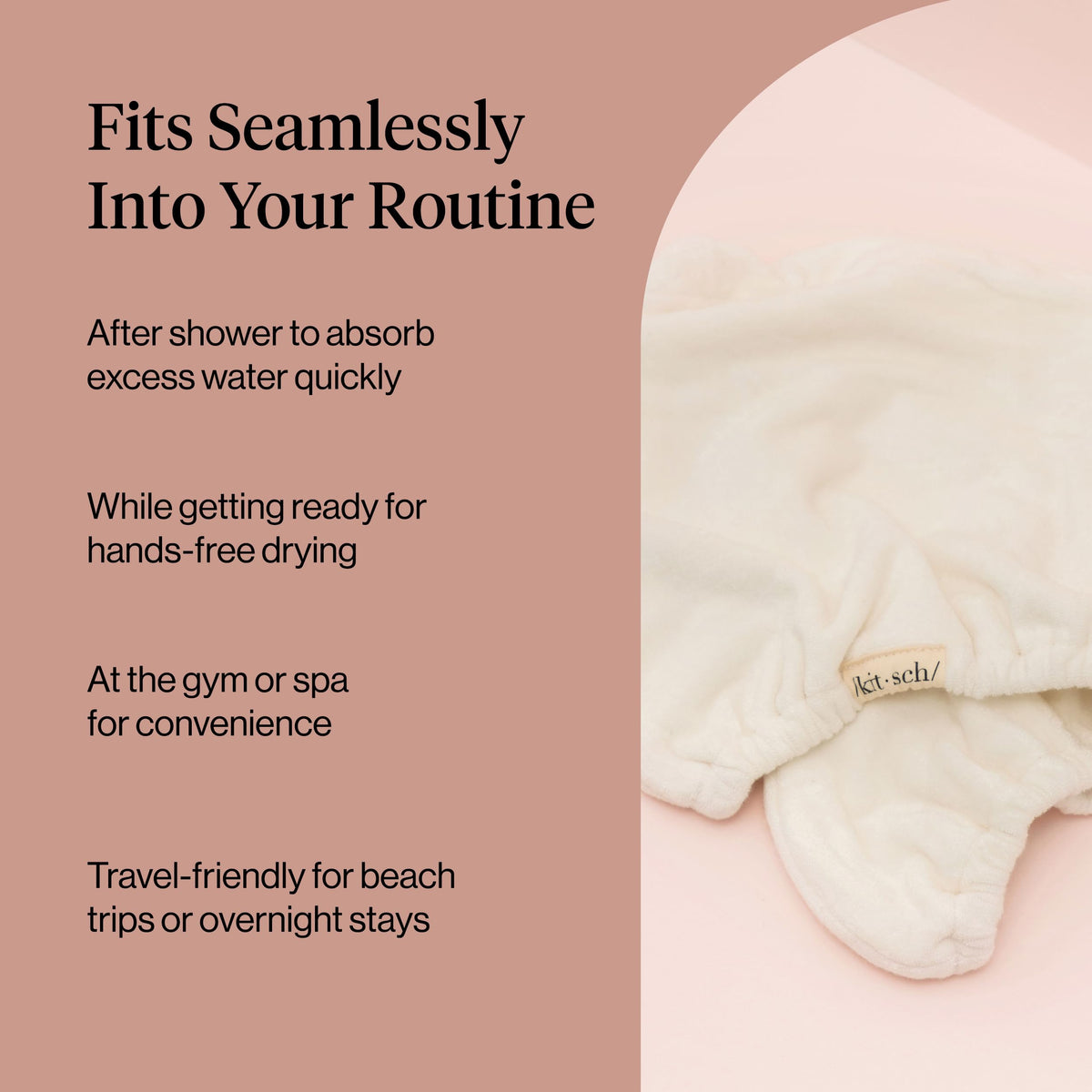 Kitsch Microfiber Hair Towel Wrap in a travel bag