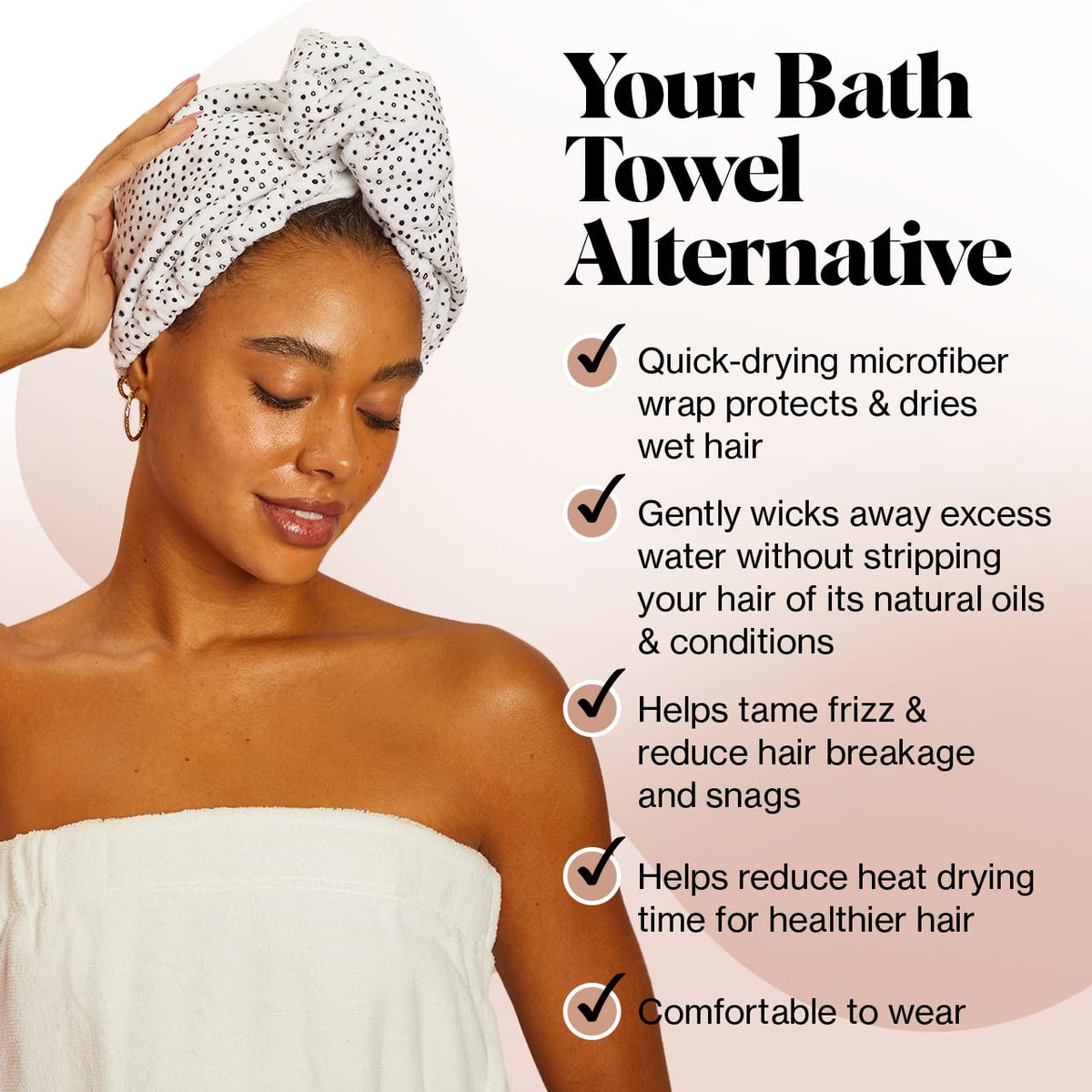 Kitsch Microfiber Hair Towel Wrap in use on curly hair