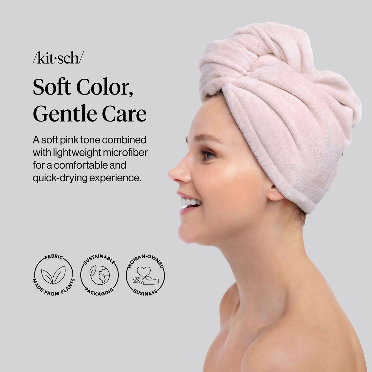Kitsch Microfiber Hair Towel Wrap side view showing texture