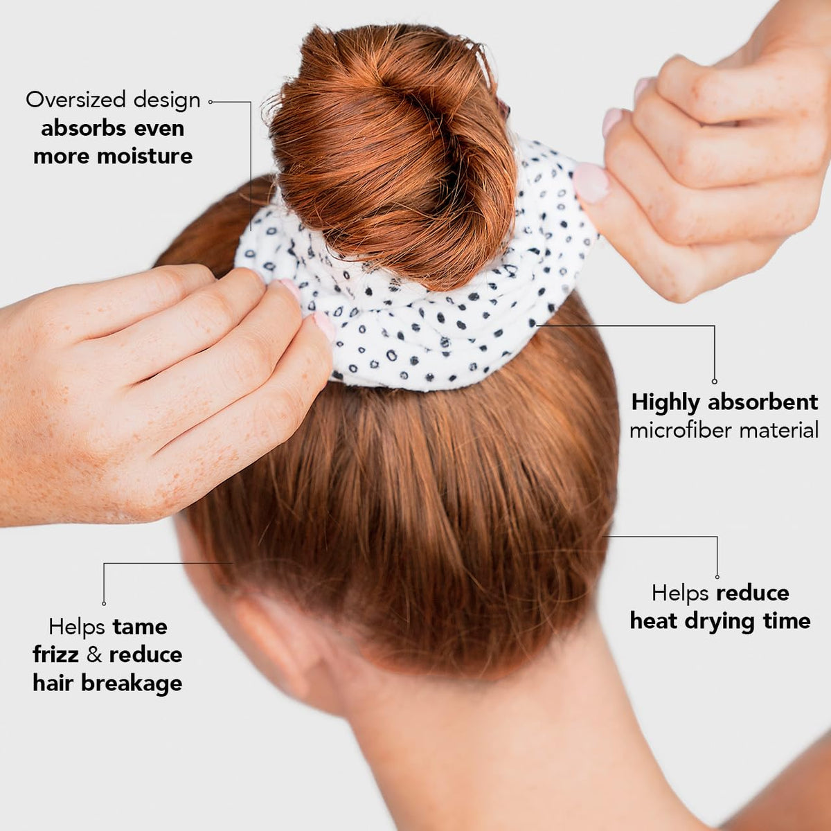 Kitsch Microfiber Quick-Dry Hair Towel Scrunchie in use after shower