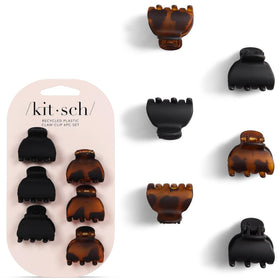 Kitsch Mini Claw Clips Tortoise and Black set of 6