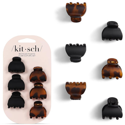 Kitsch Mini Claw Clips Tortoise and Black set of 6
