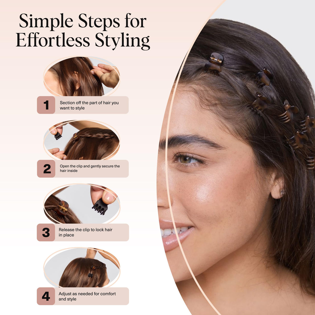 Kitsch Mini Hair Clips used in a hairstyle