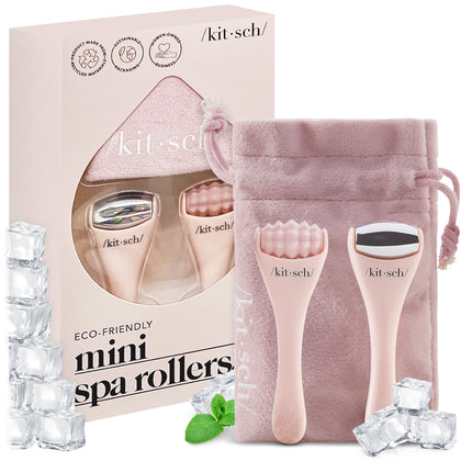Kitsch Mini Ice Roller Set featuring surgical stainless steel and silicone rollers