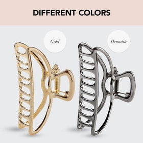 Kitsch Open Shape Metal Hair Clip in hematite, close-up