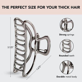 Kitsch Open Shape Metal Hair Clip in hematite, side view