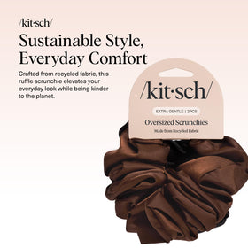 Kitsch oversized scrunchies showing black and chocolate colours