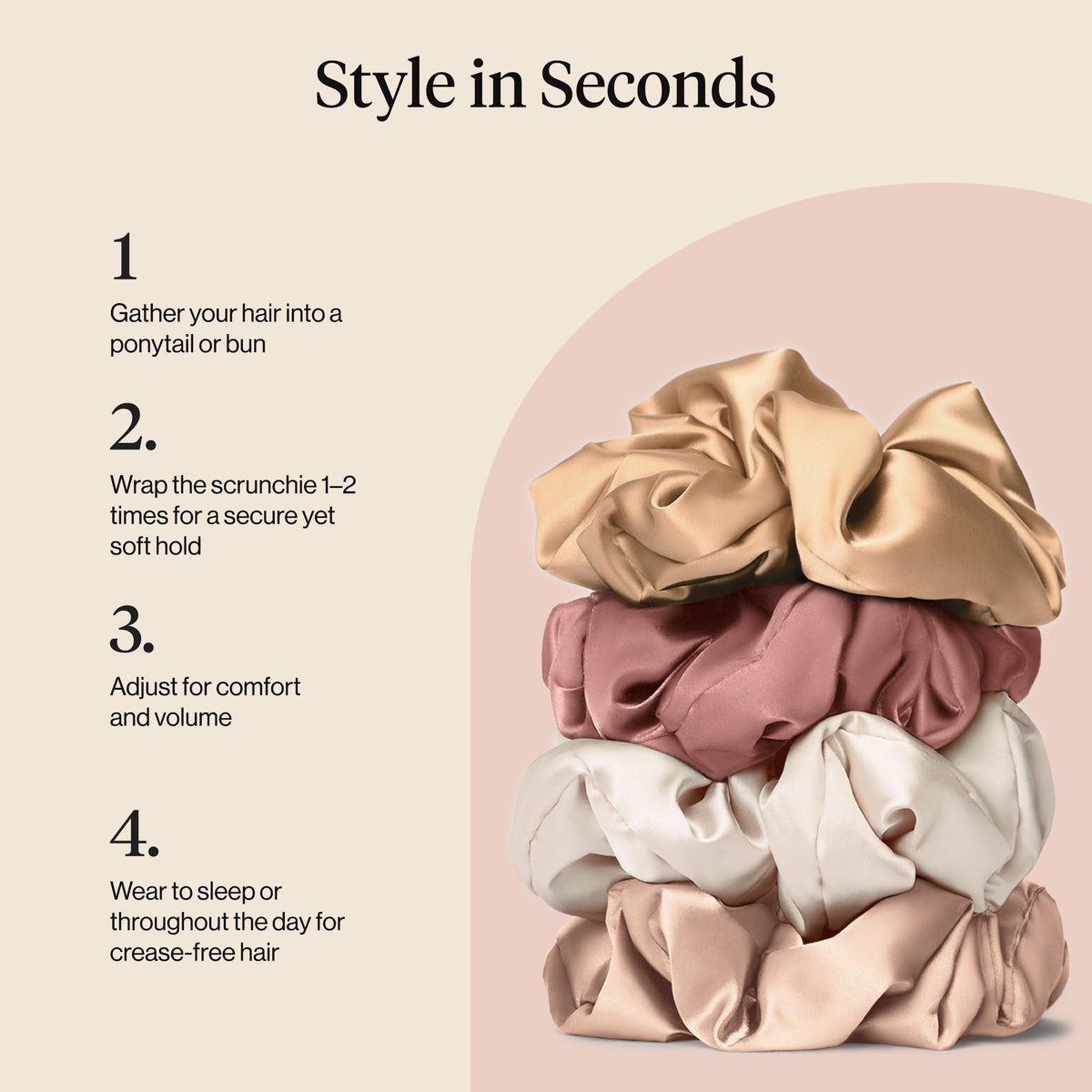 Kitsch Pillow Satin Scrunchies on a wrist for style