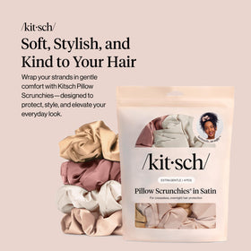 Kitsch Pillow Satin Scrunchies worn in a ponytail