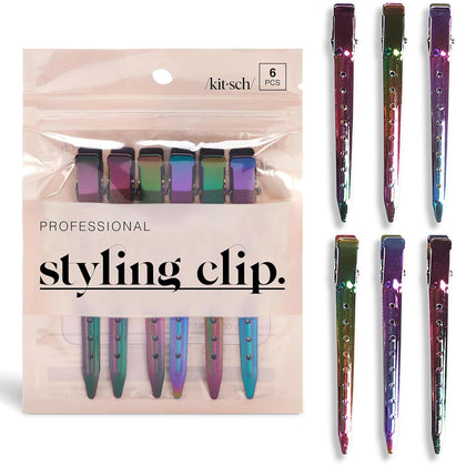 Kitsch Professional Alligator Hair Clips front view in iridescent finish