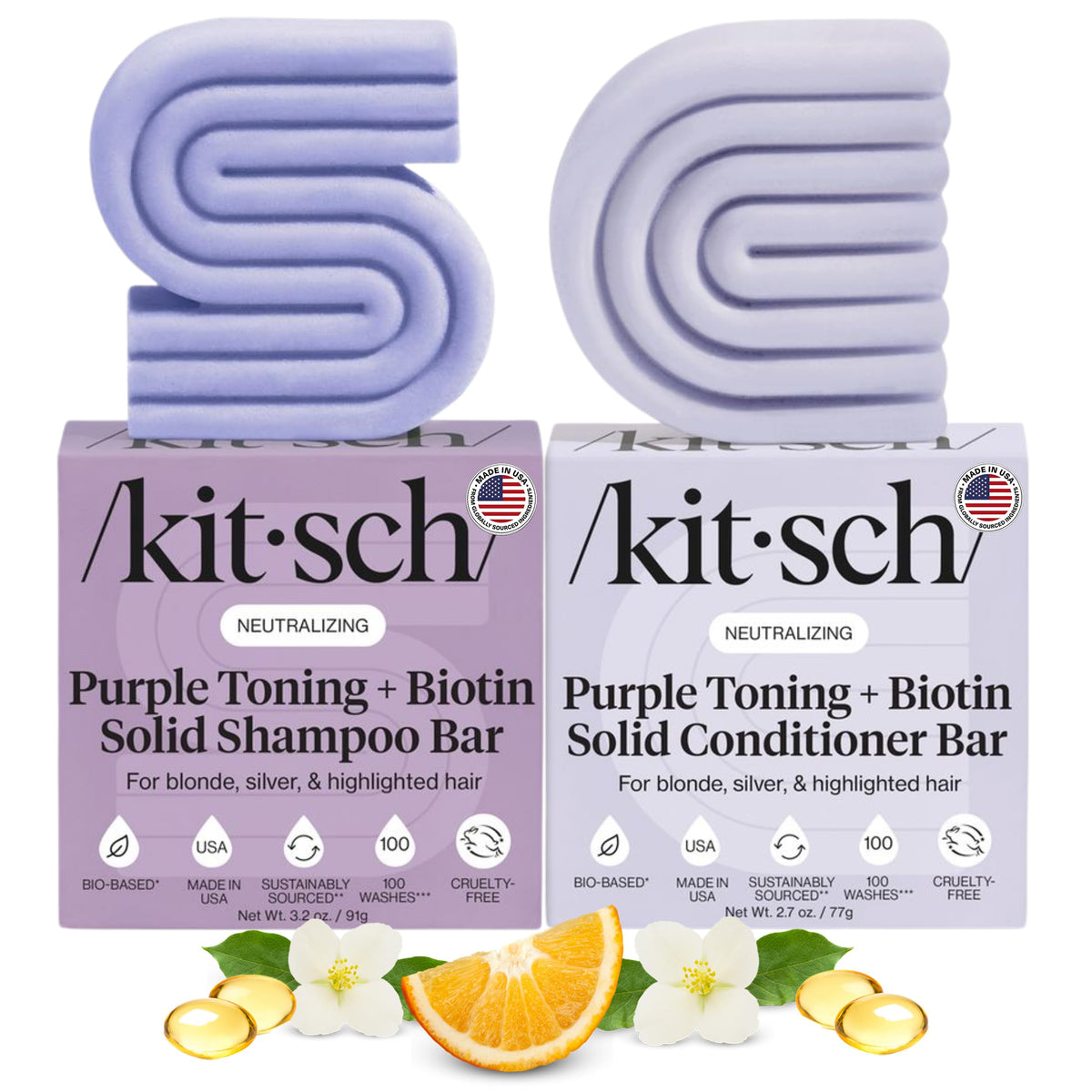 Kitsch Purple Shampoo & Conditioner Set front view in packaging