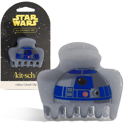 Kitsch R2-D2 medium hair clip front view with glitter finish