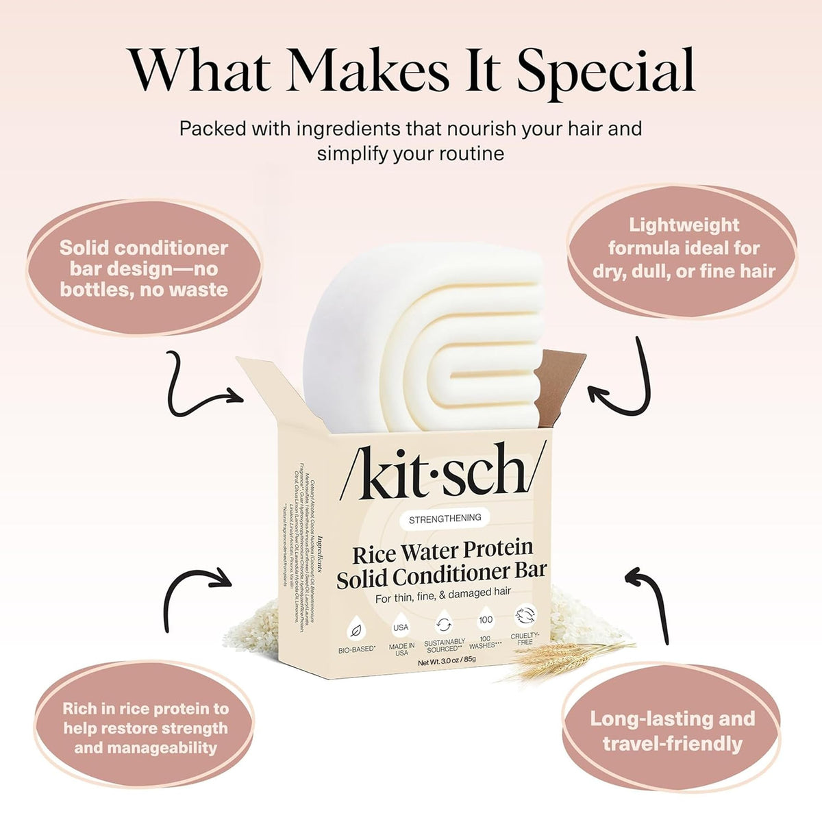 Kitsch Rice Water Conditioner Bar in use