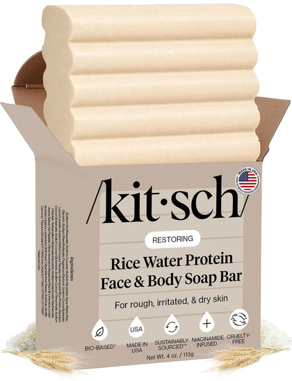 Kitsch Rice Water Protein Restoring Face & Body Wash Bar Soap front view