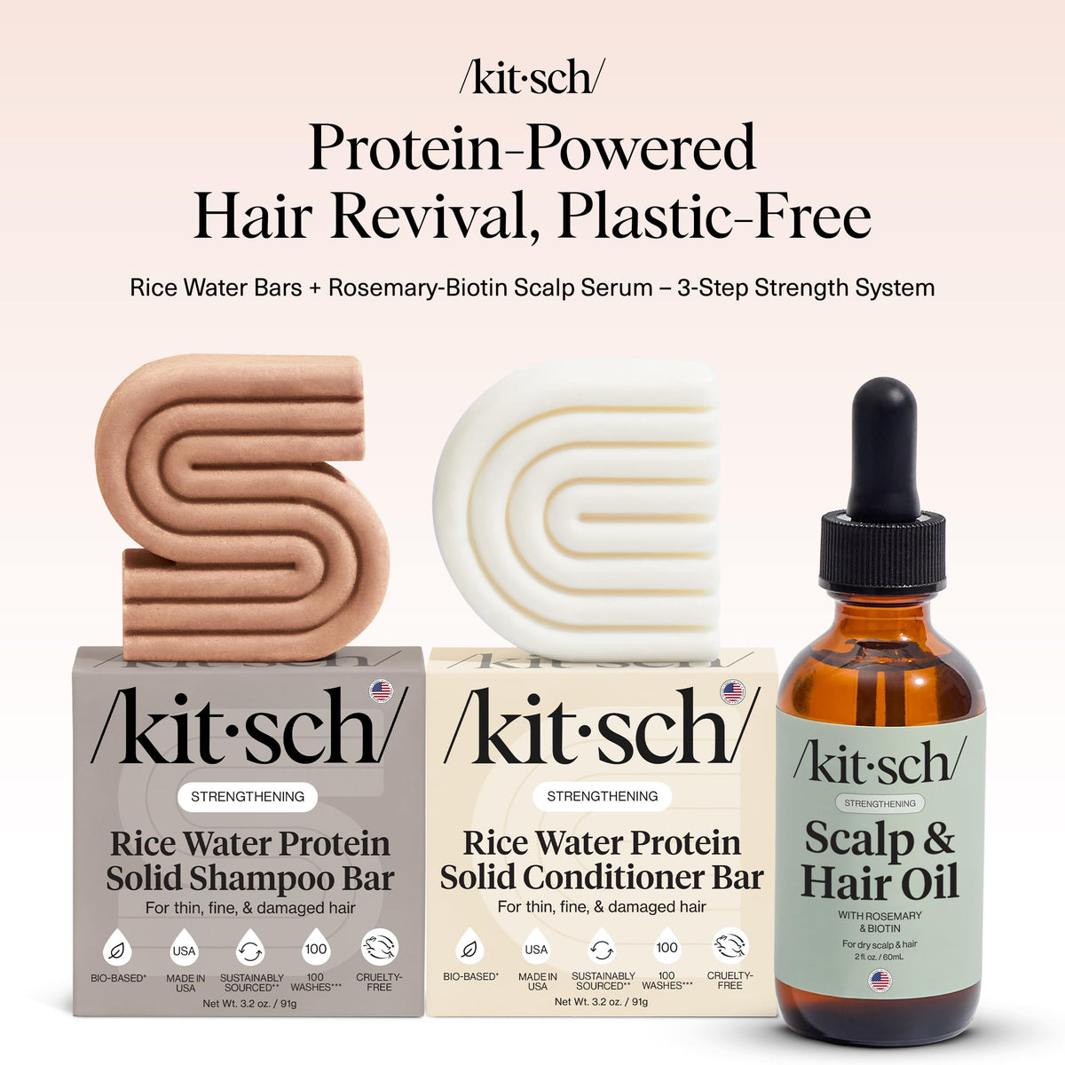 Kitsch Rice Water Scalp Oil bottle with rosemary and biotin