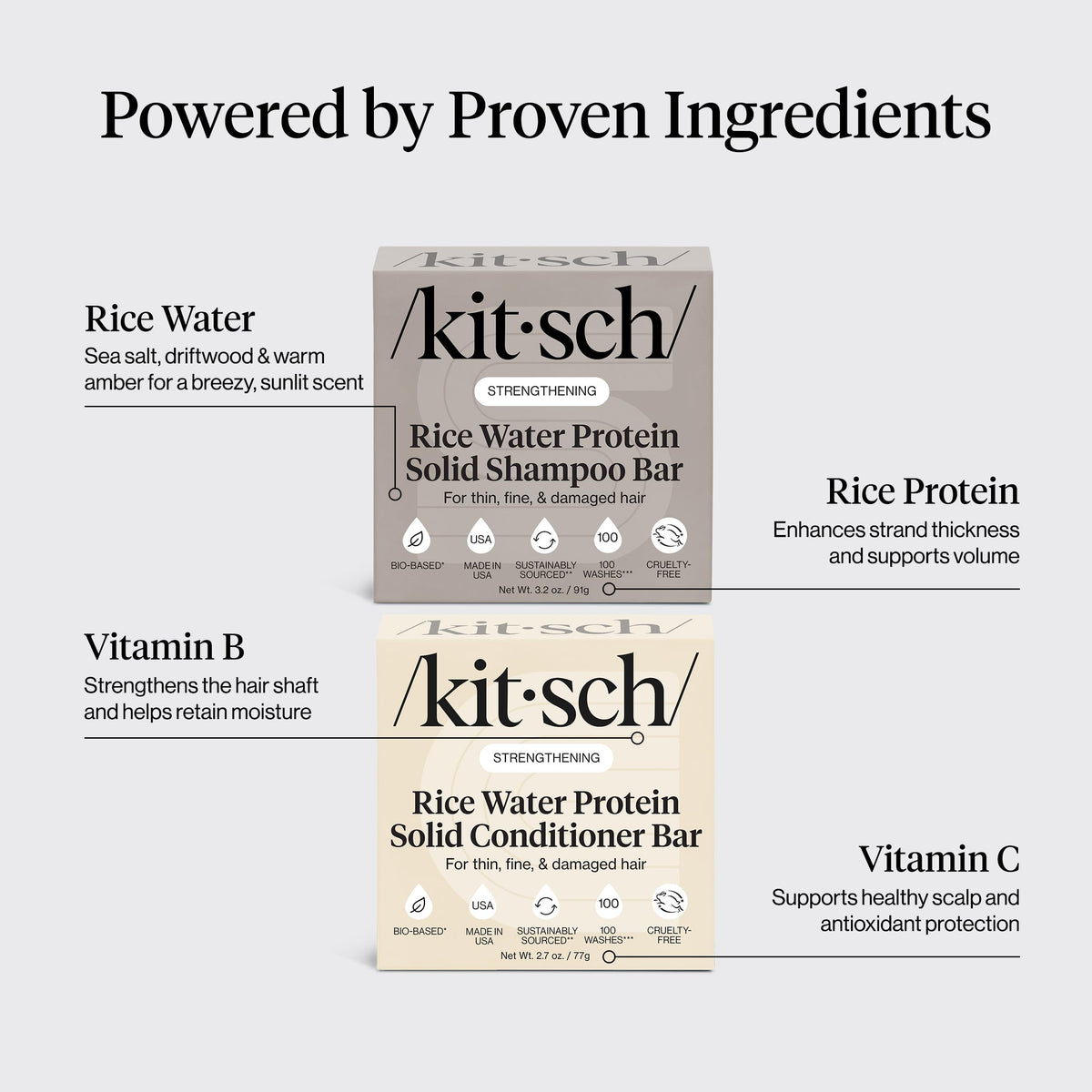 Kitsch Rice Water Shampoo bar in hand