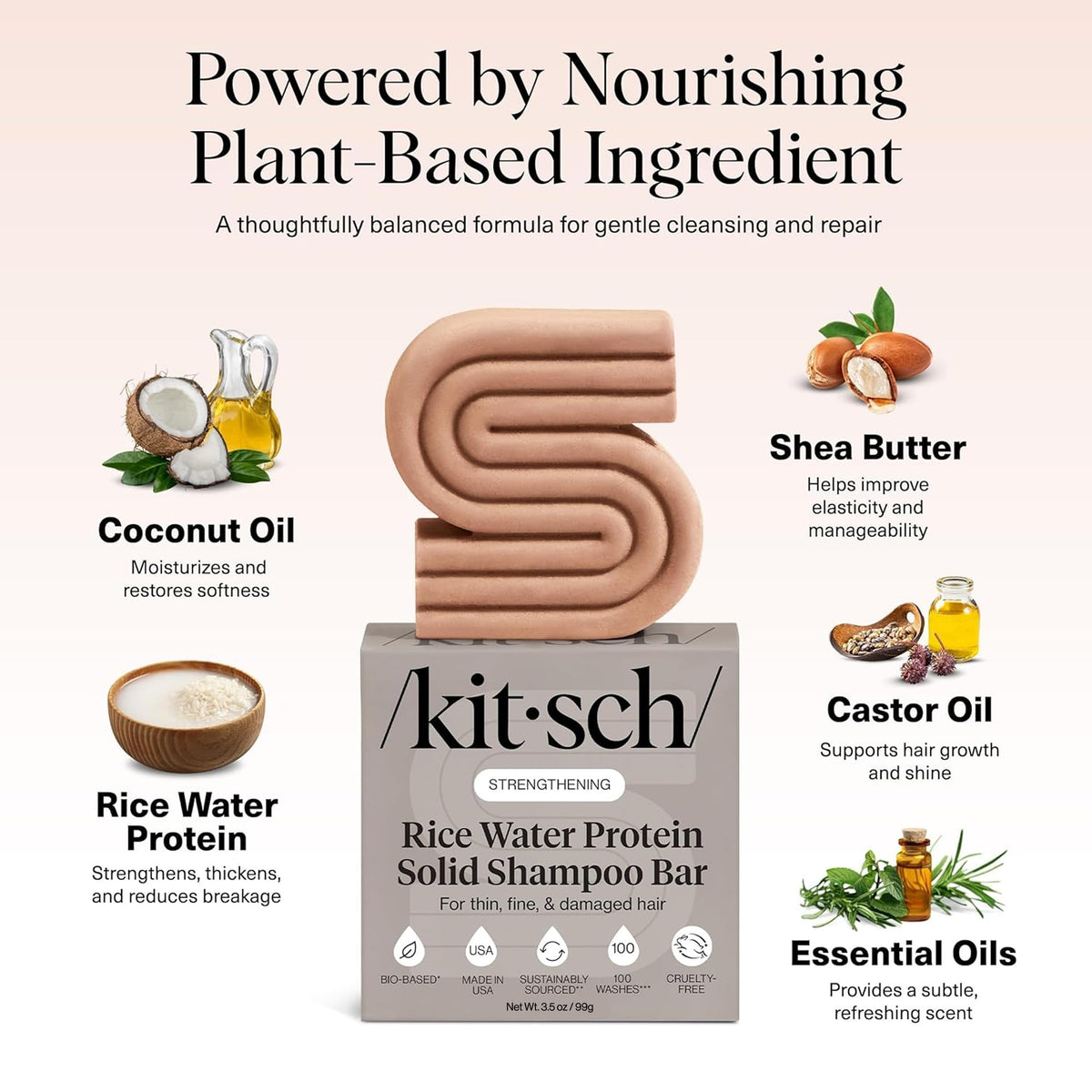 Kitsch Rice Water Shampoo Bar in hand for application