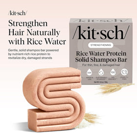 Kitsch Rice Water Shampoo Bar side view with ingredients