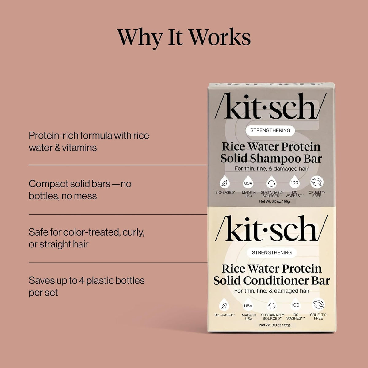 Kitsch Rice Water Solid Conditioner bar texture