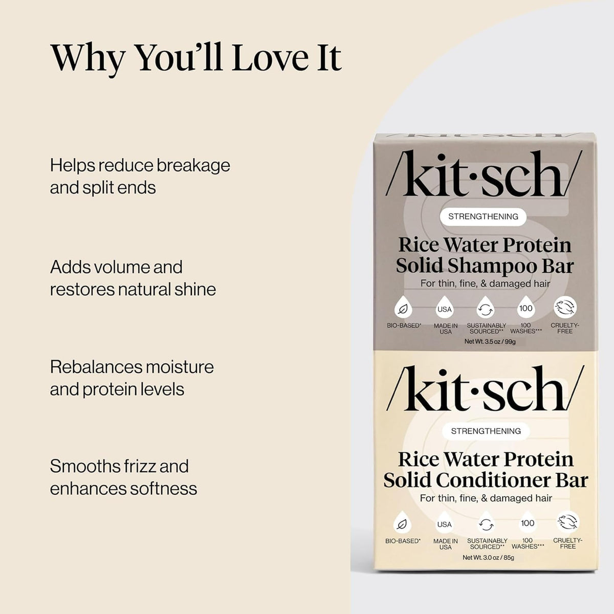 Kitsch Rice Water Solid Shampoo and Conditioner Set packaging