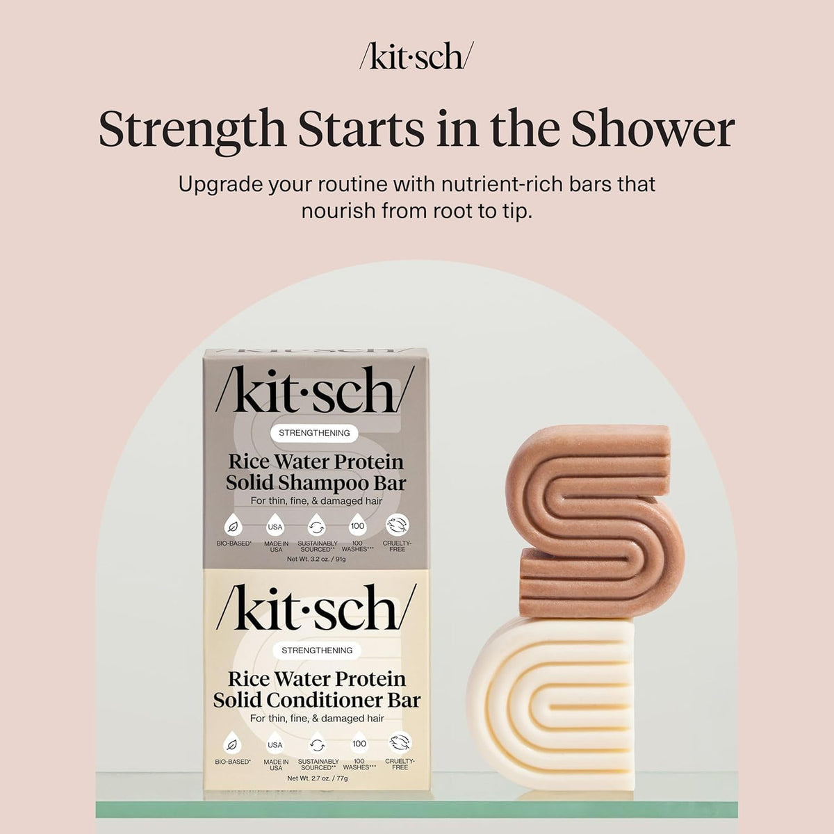 Kitsch Rice Water Solid Shampoo bar texture