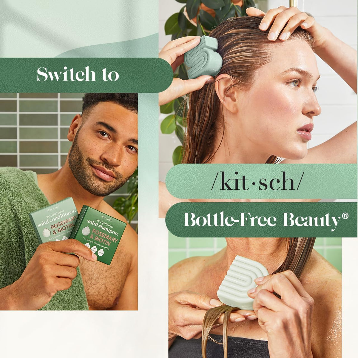 Kitsch Rosemary & Biotin Shampoo and Conditioner Set in travel bag