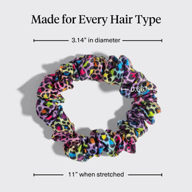 Kitsch Ruched Satin Scrunchies Rainbow Leopard in hair