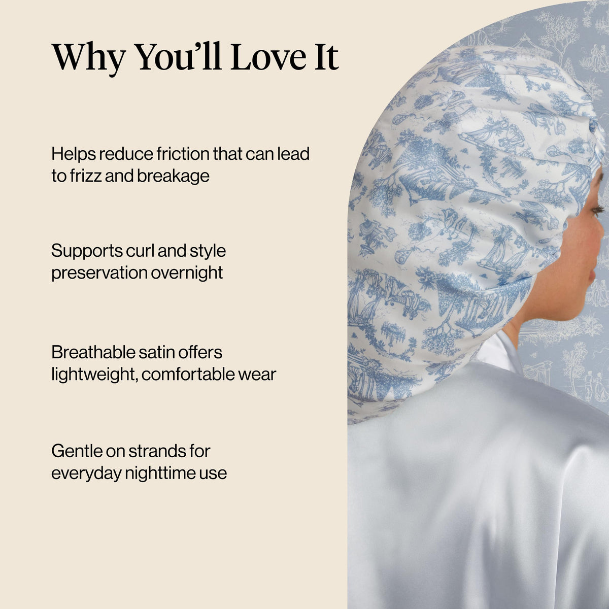 Kitsch Satin Bonnet displayed with hair care products