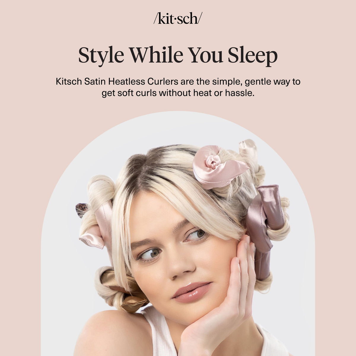 Kitsch Satin Flexi Rods laid out with scrunchies