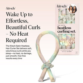 Kitsch satin heatless curling rod in use on hair