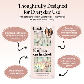 Kitsch Satin Heatless Curls Overnight Set displayed on a vanity