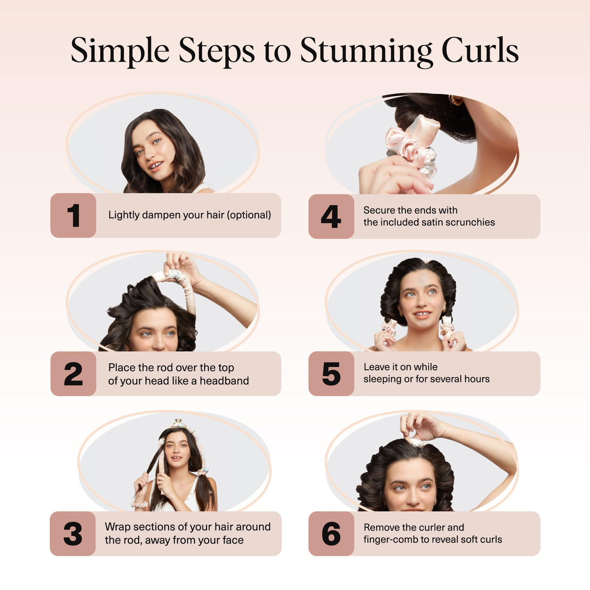 Kitsch Satin Heatless Curls Overnight Set showing curls after use