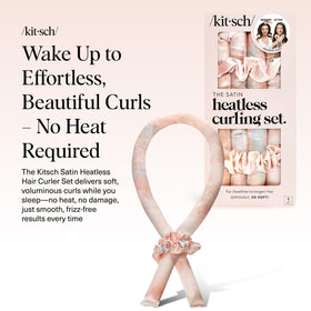 Kitsch Satin Heatless Curls Overnight Set with included scrunchies