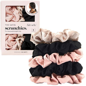 Kitsch satin scrunchies assorted colours front view
