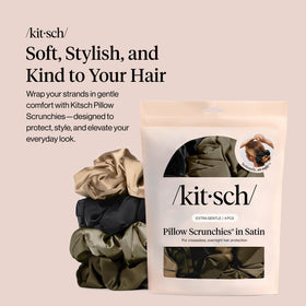 Kitsch Satin Scrunchies black scrunchies displayed on a white background