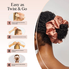 Kitsch Satin Scrunchies displayed on a vanity